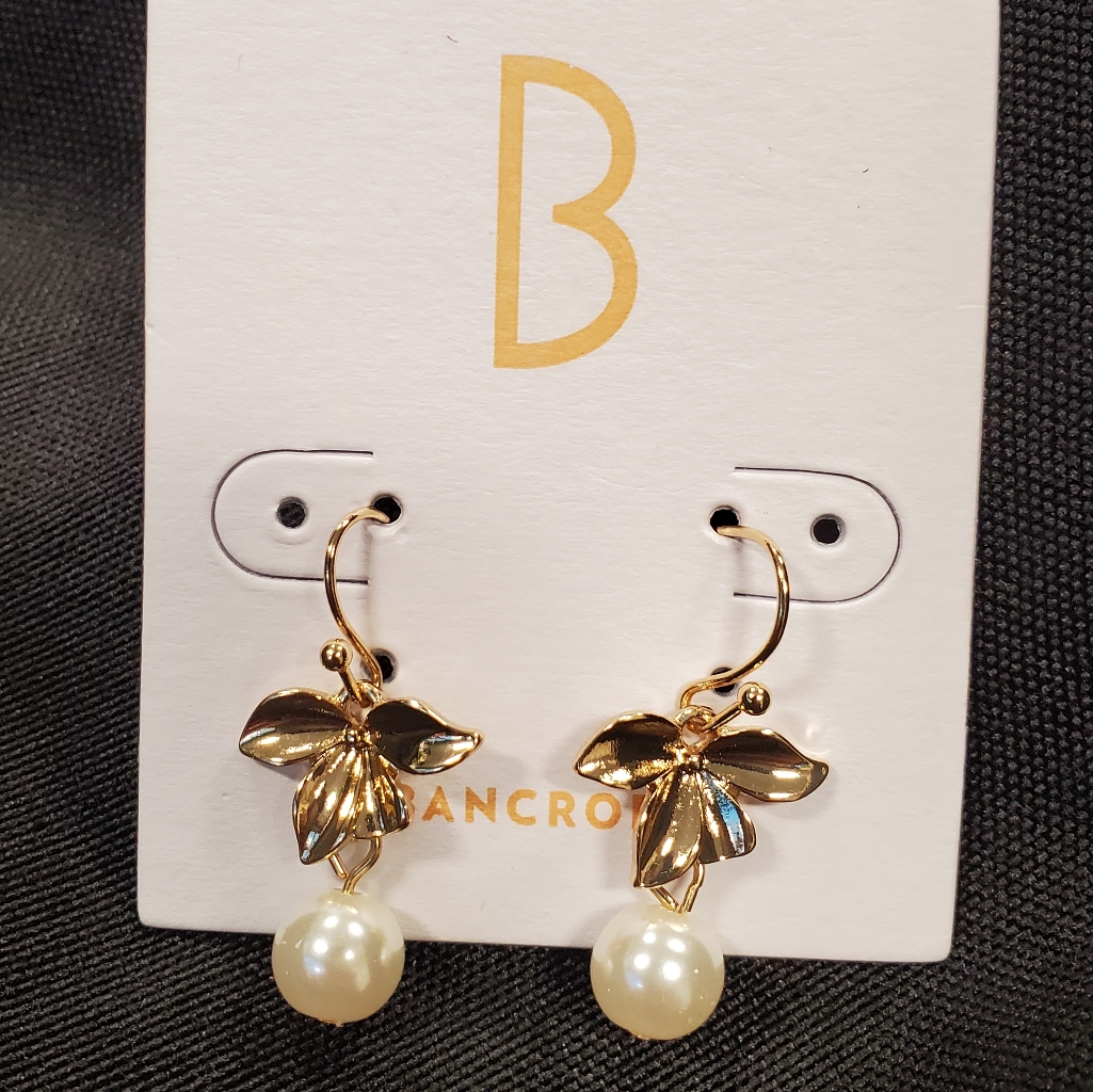 New, Bancroft Gold And Pearl Hook Earrings